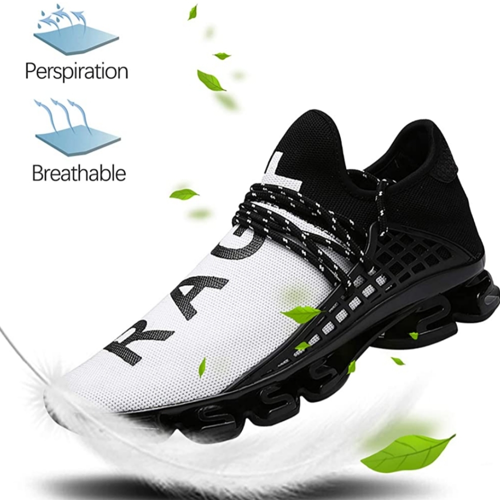 Black and white running fashion sneakers
